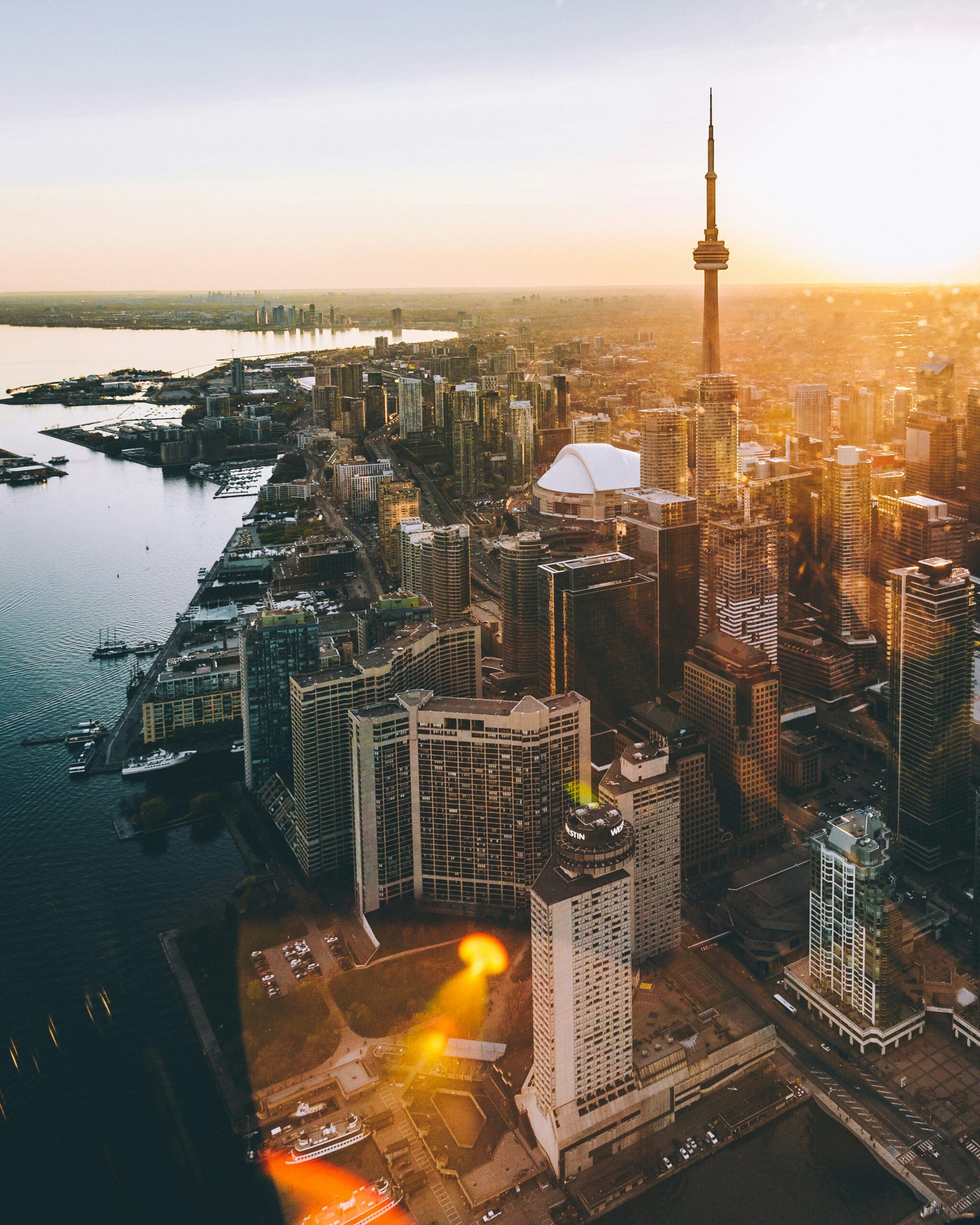 aerial photo of city during golden hour