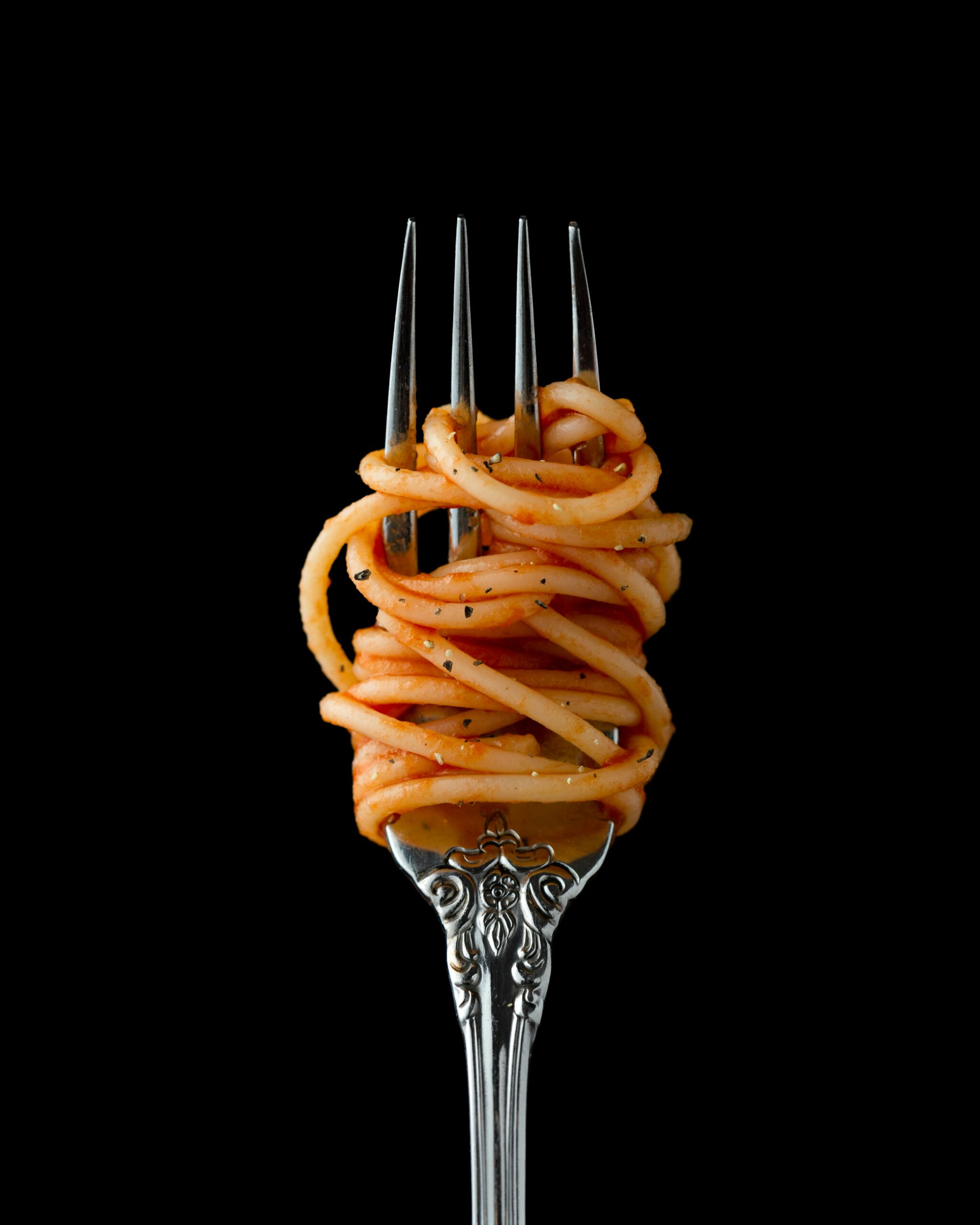 fork with spaghetti