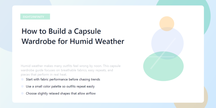 How to Build a Capsule Wardrobe for Humid Weather 1 A breathable summer capsule wardrobe with linen pieces, sandals, and light accessories.