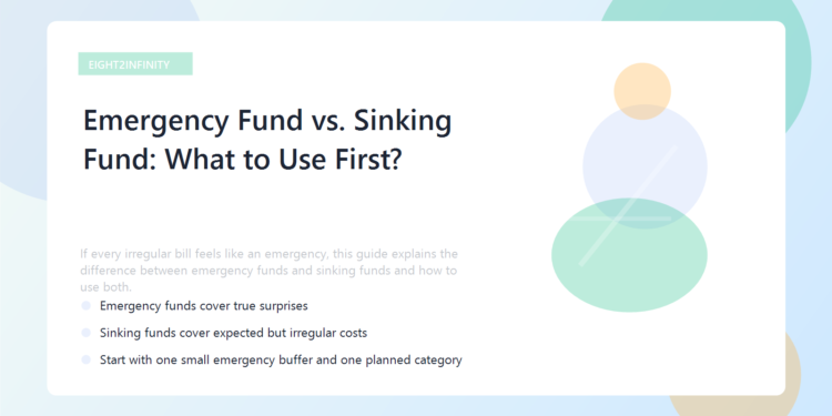 Emergency Fund vs. Sinking Fund: What to Use First? 1 Two labeled jars on a table, one for emergency savings and one for planned expenses.