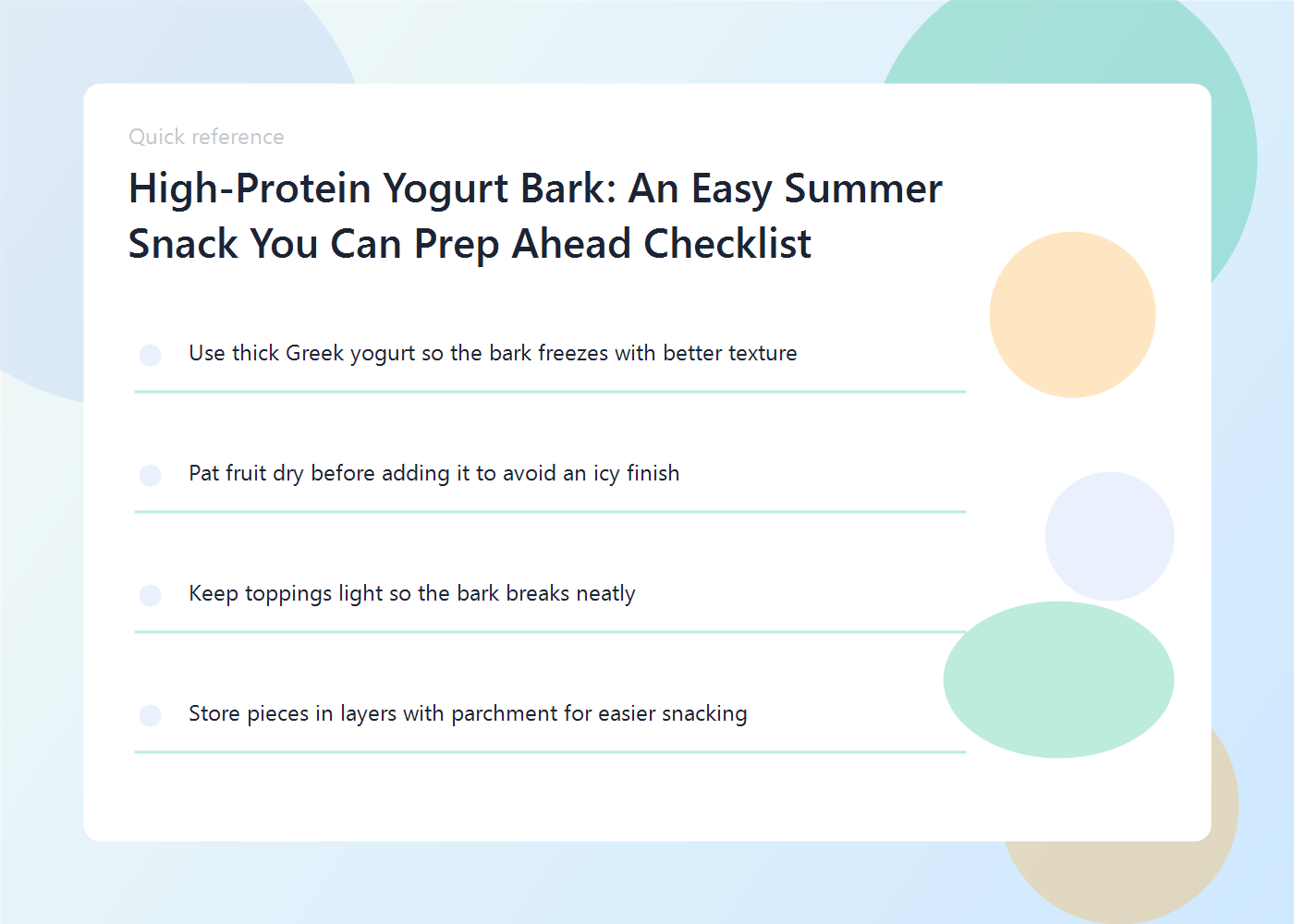 High-Protein Yogurt Bark: An Easy Summer Snack You Can Prep Ahead 2 A simple recipe layout showing yogurt bark ingredients, toppings, and freezer steps.