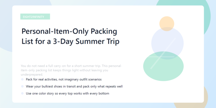 A neatly packed underseat travel bag with folded summer clothes and essentials.